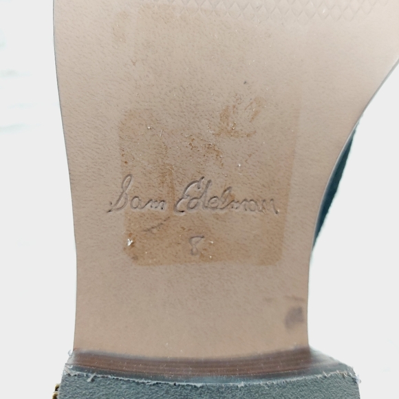 New Sam Edelman Bronson Black Suede Low Stack Heel Bootie O473 - Picture 9 of 12